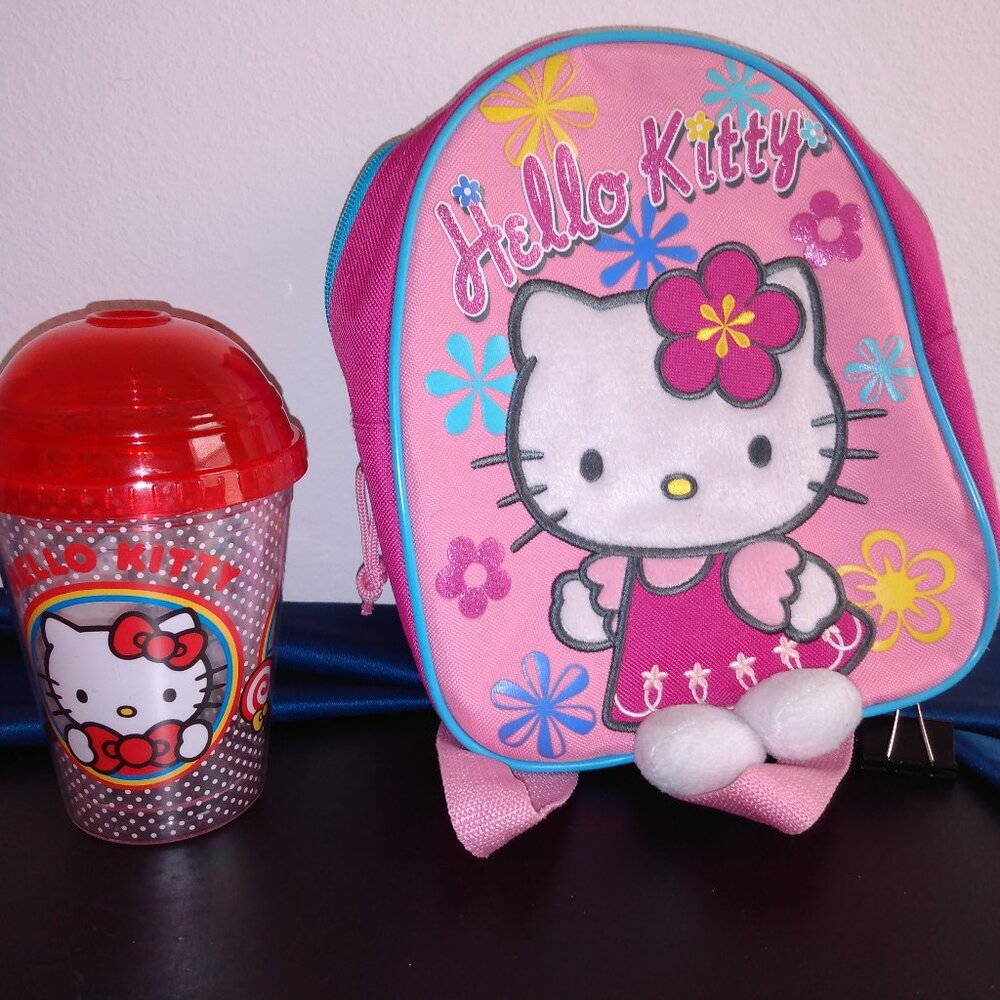 Colorful Girls Small Backpack and Cup (Pink)